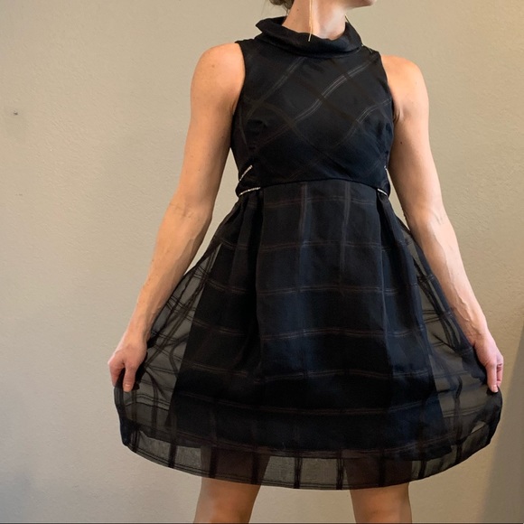 Vintage Plaid Organza Dress w/ Embellishments - Picture 2 of 5